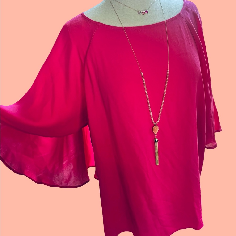 NY&Co Cape Style Fuchsia Top